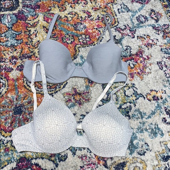 Hanes Other - Hanes Lined T-shirt Bra Bundle 34B White & Grey